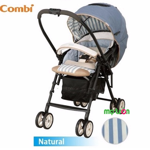 Xe đẩy em bé Combi Mechacal Handy MC400 kẻ tím, xanh dành cho bé từ sơ sinh đến 3 tuổi